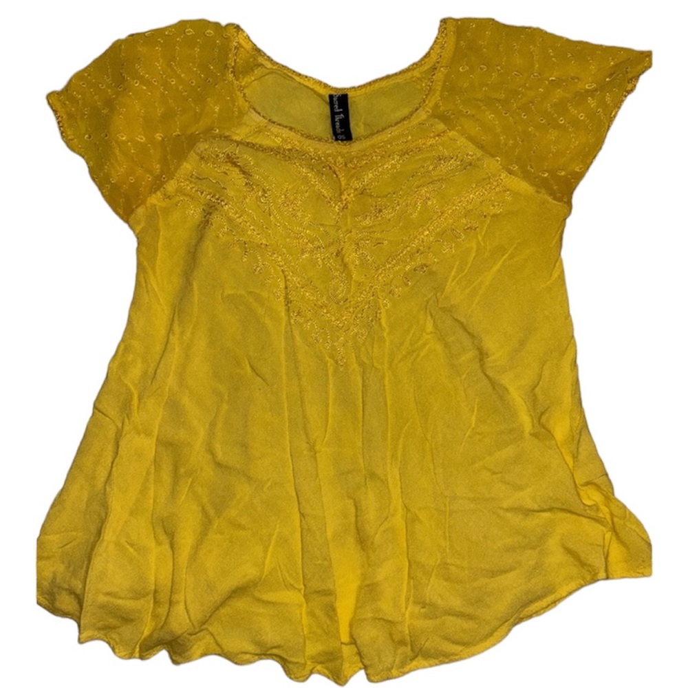 Embroidered Boho Sacred Threads Yellow Top